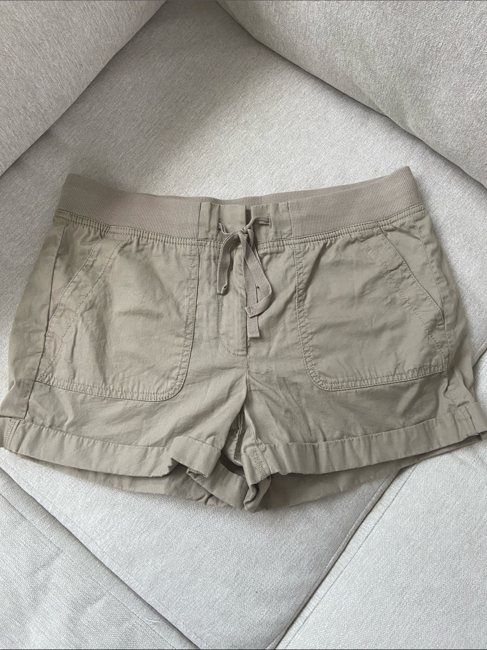 LOFT Taupe Drawstring Cotton-Blend Cargo Everyday Shorts